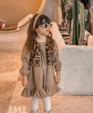 لباس دوتیکه پلنگی پیراهن دخترانه لباس دخترانه (۱سال الی۱۰سال)